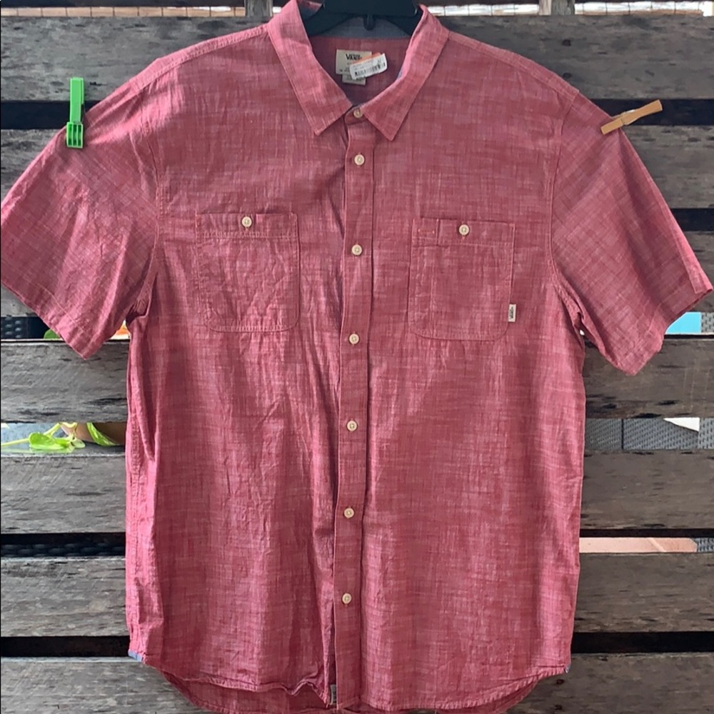Vans red casual short sleeve button down
